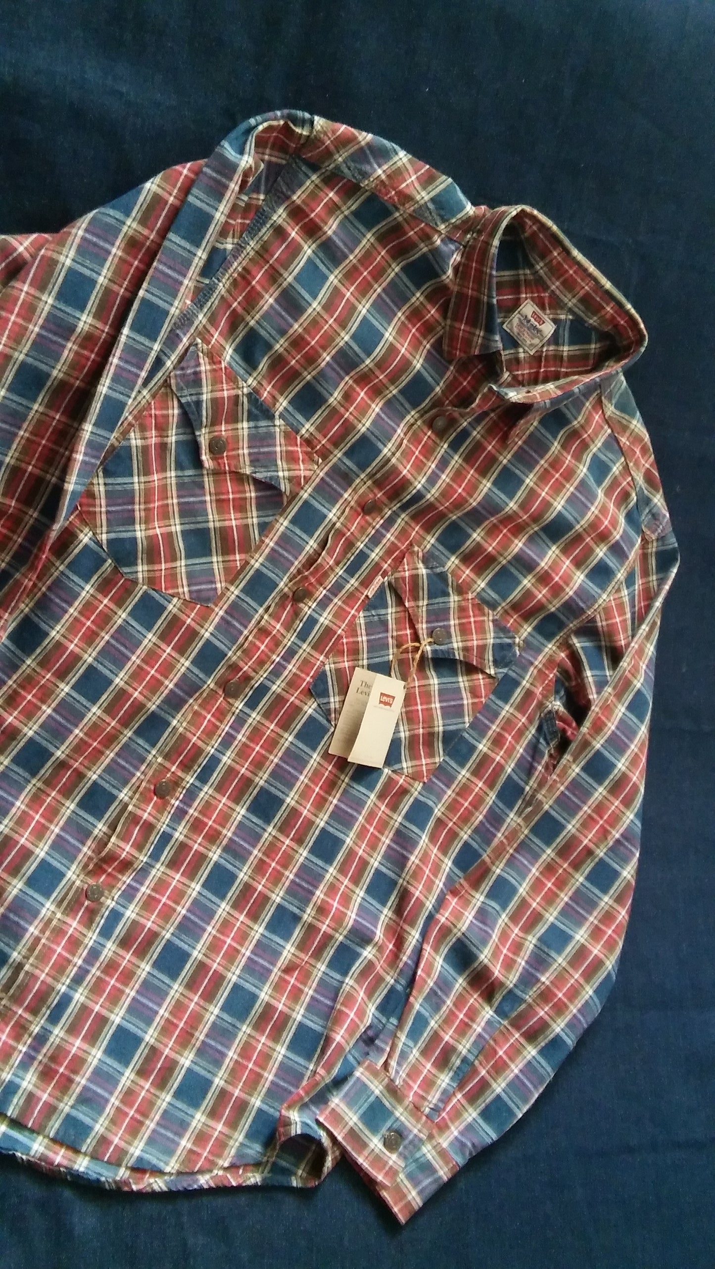 Levi's Lightweight Denim Plaid Overcoat